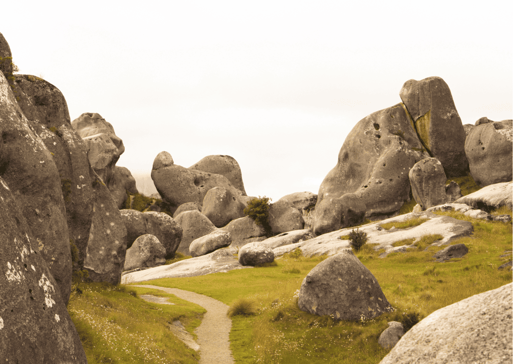 Limestone boulders at Castle Hill near Arthur's Pass