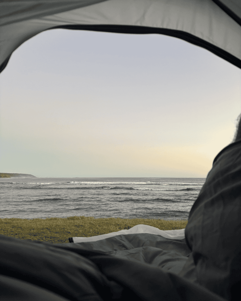 Sunrise over Anahola Beach Park campsite in Kauai